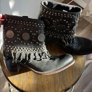 Used RARE Marco Delli leather coin booties Sz 40